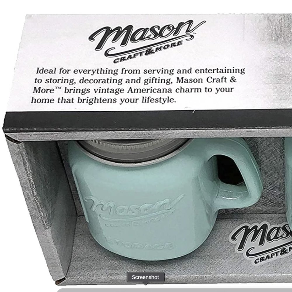 MASON SALT AND PEPPER SHAKERS WITH LIDS AND HANDLES